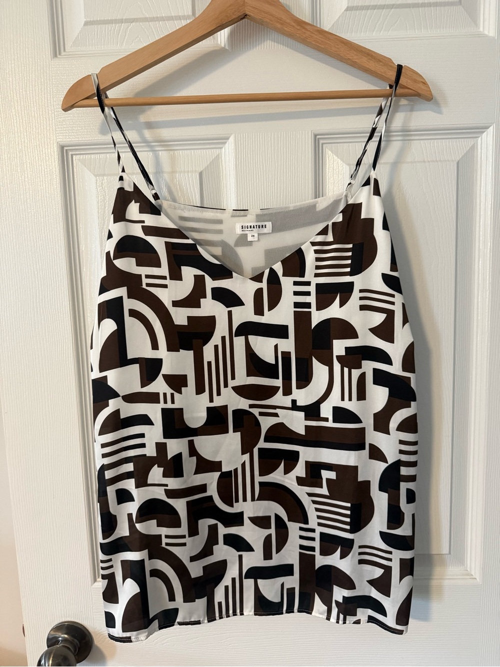 3/$10 Signature Brown,black & White Geometric Cami